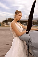 Morticia Drapeli Taş İşlemeli A Kesim Gelinlik - Mediha Cambaz Bridal