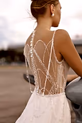 Morticia Drapeli Taş İşlemeli A Kesim Gelinlik - Mediha Cambaz Bridal