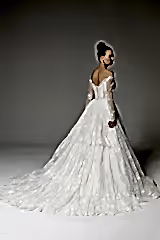 Mutin Fransız Dantel Kat Kat Etekli A Kesim Gelinlik - Mediha Cambaz Bridal