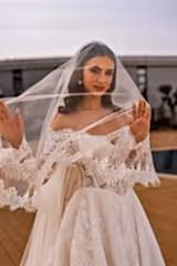 Nadia Fransız Dantel Uzun Kollu A Kesim Gelinlik - Mediha Cambaz Bridal