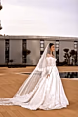 Nadia Fransız Dantel Uzun Kollu A Kesim Gelinlik - Mediha Cambaz Bridal