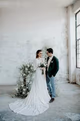 Naturel Balon Kol Vintage Bohem A Kesim Gelinlik - Mediha Cambaz Bridal