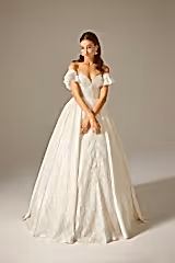 New ZB Saten M-Kalp Yaka Prenses Model Gelinlik - Mediha Cambaz Bridal