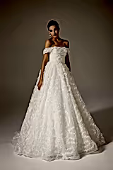 Opa Dantel Kayık Yaka Prenses Model Gelinlik - Mediha Cambaz Bridal