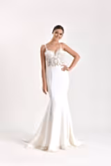 Orion Saten Dantel Askılı Balık Gelinlik - Mediha Cambaz Bridal