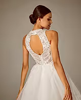 Ortega Halter Yaka Dantel Tül Bohem Gelinlik - Mediha Cambaz Bridal