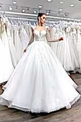 Pavia Kalp Yaka Dantel Prenses Model Gelinlik - Mediha Cambaz Bridal