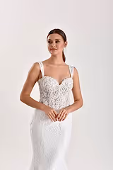 Pavo Fransız Dantel Kalın Askılı Balık Gelinlik - Mediha Cambaz Bridal