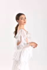 Perseus Çiçekli Dantel Tül Düz Kesim Gelinlik - Mediha Cambaz Bridal