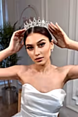 Phobe Tam Tur Zirkon Taşlı Gelin Tacı - Mediha Cambaz Bridal