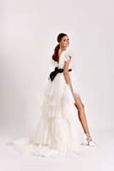 Pictor Katlı Tül Arkası Uzun Önü Kısa Gelinlik - Mediha Cambaz Bridal