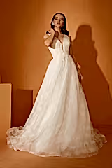 Pinkly Özel Minik Baskılı Tül A Kesim Gelinlik - Mediha Cambaz Bridal
