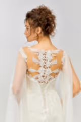 Pisces Fransız Dantel Pelerin Kol Balık Gelinlik - Mediha Cambaz Bridal