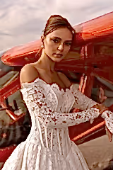 Ragetti Fransız Dantelli Havuz Yaka A Kesim Gelinlik - Mediha Cambaz Bridal