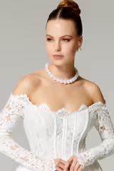 Ragetti Fransız Dantelli Havuz Yaka A Kesim Gelinlik - Mediha Cambaz Bridal