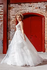 Ran Dantel Tül İnce Askılı A Kesim Gelinlik - Mediha Cambaz Bridal