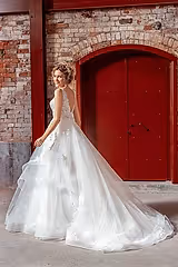 Ran Dantel Tül İnce Askılı A Kesim Gelinlik - Mediha Cambaz Bridal