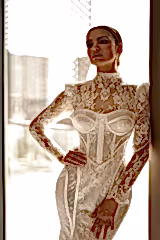 Ravi Fransız Dantelli Uzun Kollu Balık Gelinlik - Mediha Cambaz Bridal