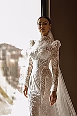 Ravi Fransız Dantelli Uzun Kollu Balık Gelinlik - Mediha Cambaz Bridal