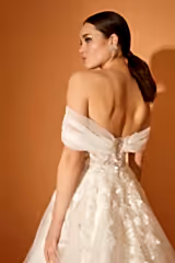 Retro Çiçek Dantel Tül A Kesim Gelinlik - Mediha Cambaz Bridal