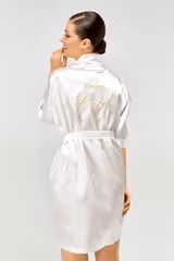 Robe Saten Nakışlı Kemerli Bride Sabahlık - Mediha Cambaz Bridal
