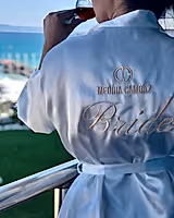 Robe Saten Nakışlı Kemerli Bride Sabahlık - Mediha Cambaz Bridal