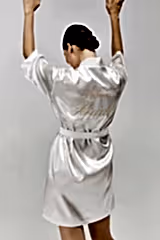 Robe Saten Nakışlı Kemerli Bride Sabahlık - Mediha Cambaz Bridal