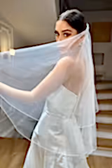 Ross Kırık Beyaz Sade Hayal Tül Kısa Duvak - Mediha Cambaz Bridal