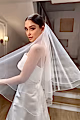 Ross Kırık Beyaz Sade Hayal Tül Kısa Duvak - Mediha Cambaz Bridal