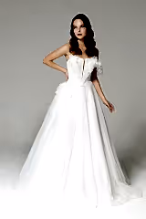 Serena İnci Detaylı Üç Boyut Dantelli A Kesim Gelinlik - Mediha Cambaz Bridal