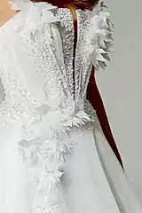 Serena İnci Detaylı Üç Boyut Dantelli A Kesim Gelinlik - Mediha Cambaz Bridal
