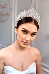 Sesil Zirkon ve Kristal Taşlı Gelin Tacı - Mediha Cambaz Bridal