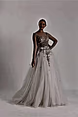 Silverstone Gri Dantelli A Kesim Gelinlik - Mediha Cambaz Bridal