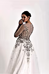Silverstone Gri Dantelli A Kesim Gelinlik - Mediha Cambaz Bridal