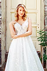 Snow Storm Dantel V Yaka A Kesim Gelinlik - Mediha Cambaz Bridal