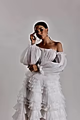 Sonya Fırfırlı Balon Kol Prenses Model Gelinlik - Mediha Cambaz Bridal