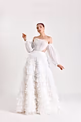 Sonya Fırfırlı Balon Kol Prenses Model Gelinlik - Mediha Cambaz Bridal