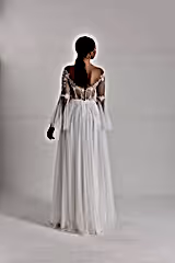 Taurus Puantiyeli Tül Düz Kesim Gelinlik - Mediha Cambaz Bridal