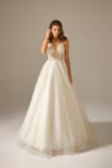Tenty Simli Dantel Tül V Yaka A Kesim Gelinlik - Mediha Cambaz Bridal
