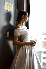 Tirinity Madonna Yaka A Kesim Saten Gelinlik - Mediha Cambaz Bridal