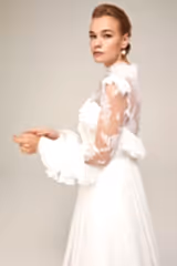Vienna Şifon Drapeli Düz Kesim Gelinlik - Mediha Cambaz Bridal