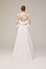 Vienna Şifon Drapeli Düz Kesim Gelinlik - Mediha Cambaz Bridal