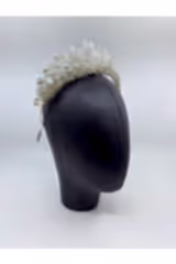 Vintage Karışık Materyalli Zirkon Taşlı Yüksek Gelin Tacı - Mediha Cambaz Bridal
