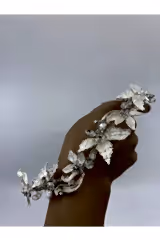 Yaprak Desenli Taşlı Döküm Saç Aksesuarı - Mediha Cambaz Bridal