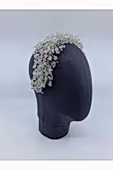 Yoğun Kristalli Gümüş Telli El Yapımı Saç Aksesuarı - Mediha Cambaz Bridal