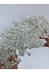 Yoğun Kristalli Gümüş Telli El Yapımı Saç Aksesuarı - Mediha Cambaz Bridal