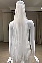 Zelda Kırık Beyaz Seyrek İnci İşlemeli Kısa Duvak - Mediha Cambaz Bridal