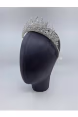Zirkon Asimetrik Taşlı Yüksek Gelin Saç Aksesuarı - Mediha Cambaz Bridal