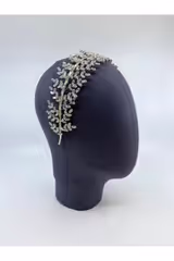 Zirkon Işıltılı Yapraklardan Simetrik Işıltılı Taç - Mediha Cambaz Bridal