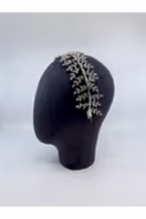 Zirkon Işıltılı Yapraklardan Simetrik Işıltılı Taç - Mediha Cambaz Bridal